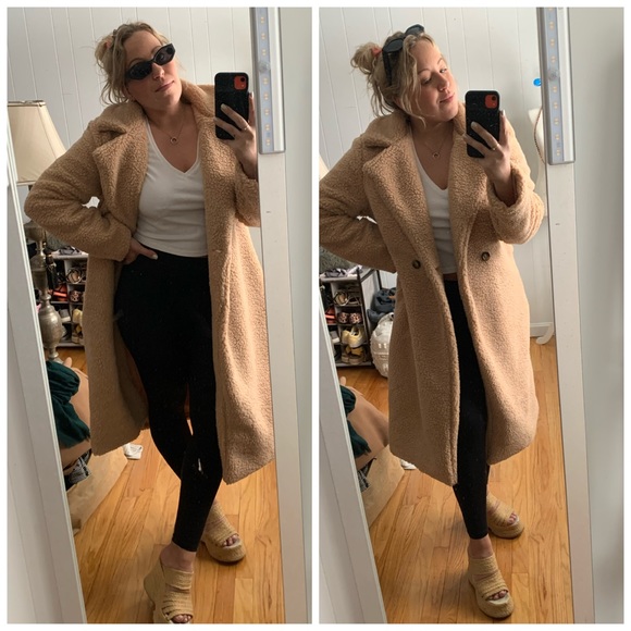 Light Tan Long Length Faux Fur Teddy Jacket - Picture 4 of 7